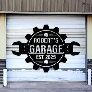 Letrero metálico personalizado para garaje, letrero con nombre de taller personalizado, regalo para papá, regalo de taller, decoración de garaje, regalo para el garaje, regalo para el Día del Padre