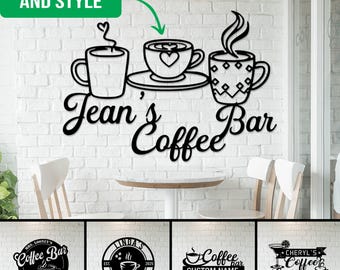 Letrero personalizado para cafetería, letrero de metal personalizado para cafetería, decoración de pared para cocina, regalo para amantes del café, decoración de café