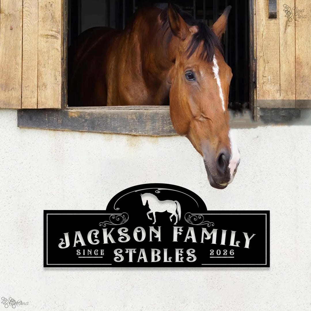 Personalized Horse Ranch Metal Sign, Custom Horse Stable Wall Art ...