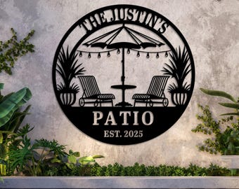 Personalized Patio Metal Sign Wall Art | Custom Outdoor Decor for Patio |Housewarming Gift | Family Name Sign | Metal Outdoor Sign Home Gift