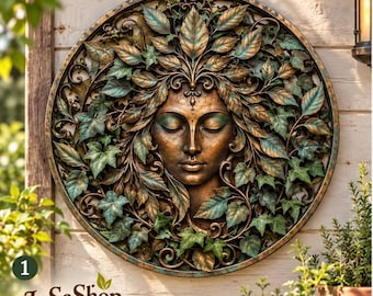 Mother Nature Metal Wall Art, Botanical Goddess Decor, Leaf Woman Garden Sign, Nature Inspired Outdoor Wall