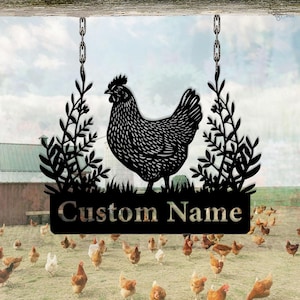 Custom Chicken Coop Metal Sign, Farmhouse Chicken Sign, Hen Sign for Farm, Backyard Chicken Decor, Hen decor gift, Farm sign, Gift for mom