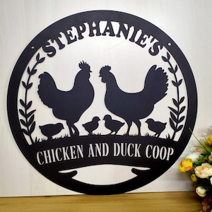 Custom Chicken Poultry Farm Name Sign, Personalized Chicken & Duck Coop Metal Sign, Hens House Metal Sign for Farm House Chicken Coop Sign