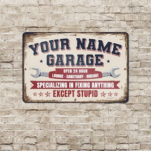 Custom Workshop Metal Name Sign Wall, Worker Dad Gift Idea, Personalized Workshop Metal Sign,Tool Lover Gift, Man Cave Sign Idea,Garage Sign