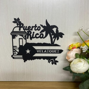 Custom Puerto Rico Metal Wall Art Puerto Rico Flag Metal Wall Decor, Custom Name Sign, Born From Puerto Rico Gift for him Home Decor