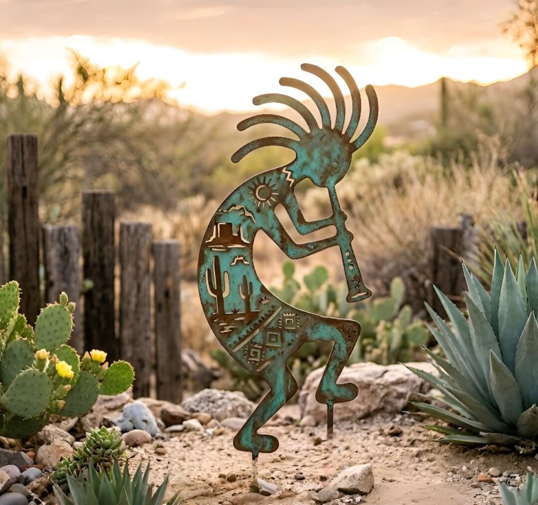 Metal Kokopelli Garden Art, Southwest Decor, Desert Yard Stake