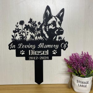 Personalized German Shepherd Memorial Stake, In Loving Memory Of Dog Metal Grave Marker, Dog Memorial Stake, Pet Loss Remembrance Stake
