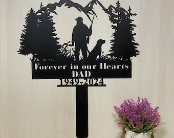 Custom Hunter Memorial Stake, Hunter Name Sign Sympathy Sign, Hunter Loss Dad Loss Grave Marker, Wildlife Hunting Memorial Plaque Stake