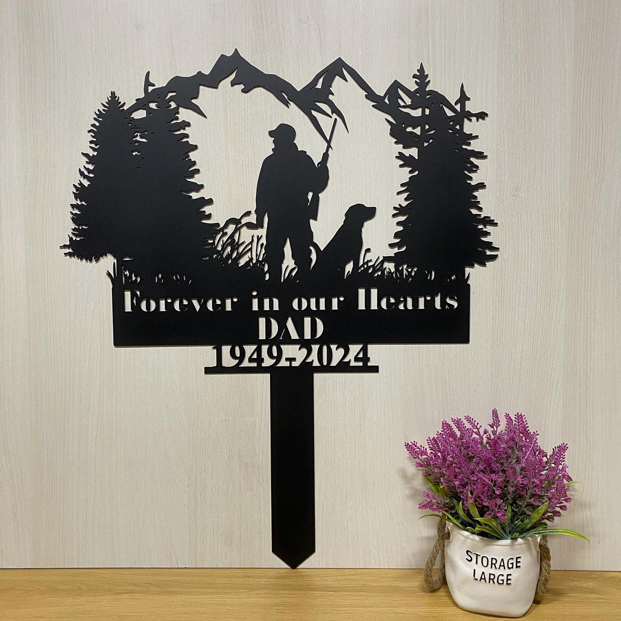 Custom Hunter Memorial Stake, Hunter Name Sign Sympathy Sign, Hunter Loss Dad Loss Grave Marker, Wildlife Hunting Memorial Plaque Stake