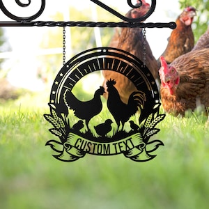 Custom Chicken Coop Sign, Personalized Farm Metal Sign, Chicken Family Coop Sign, Barn Decor,Rooster Hen Coop Sign,Gift for Farmer,Home Sign