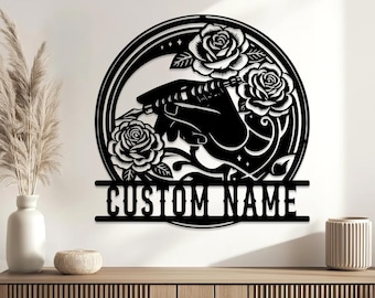 Custom Tattoo Machine Metal Sign, Tattoo Artist Gift, Tattoo Shop Decor, Tattoo Studio Wall Decor, Ink Studio Name Sign Xmas Gift for him