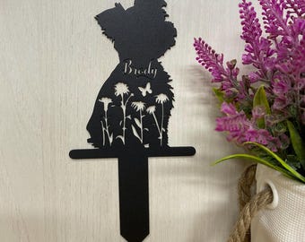 Personalized Yorkie Dog Memorial Garden Stake, Custom Dog Memorial Metal Grave Marker, Pet Loss Remembrance Stake, Dog Loss Metal Yard Sign