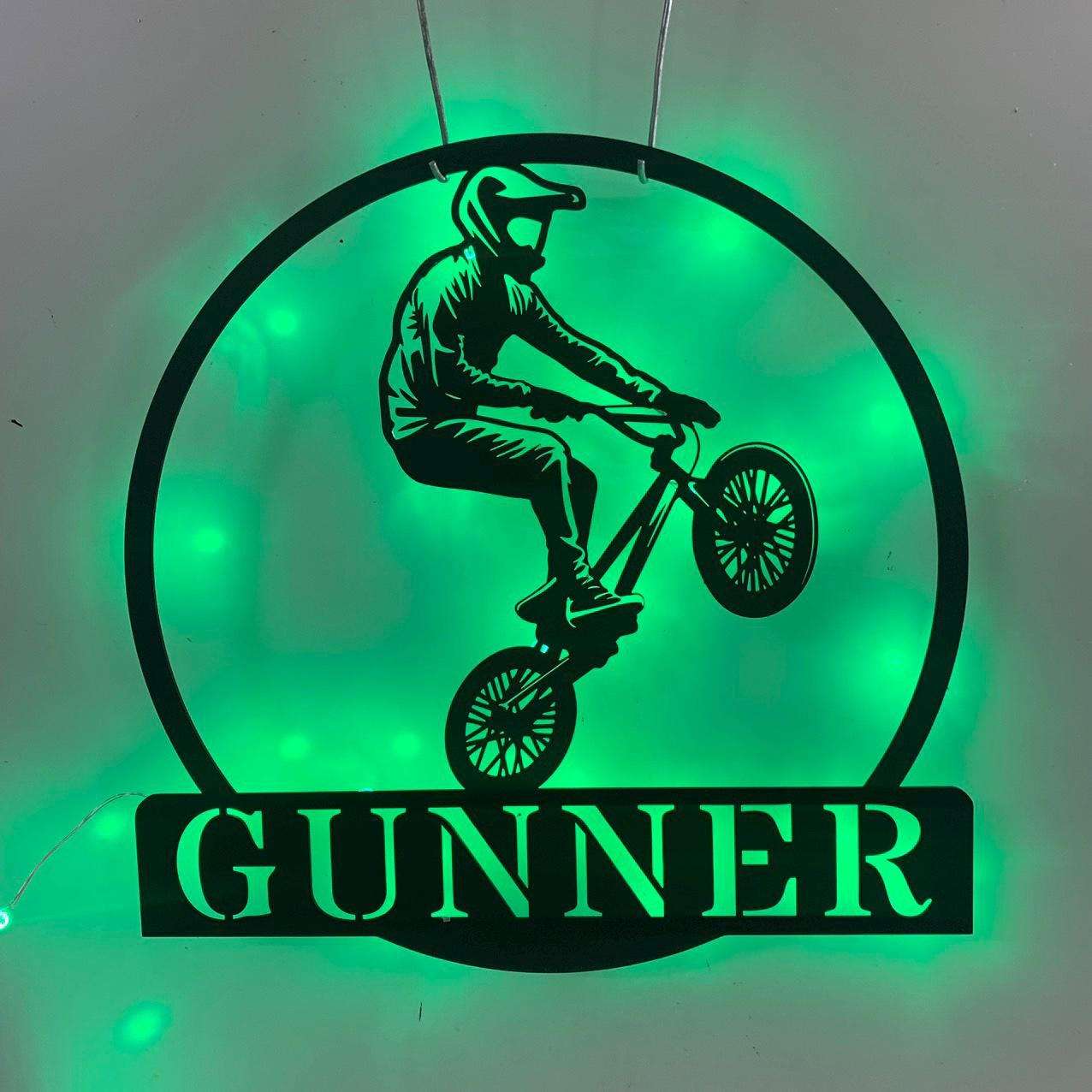 Custom BMX Cycle Metal Wall Art Led Lights, Personalized BMX Biker Name Sign Decoration For Room, BMX Biker Gift, Cyclist Gift, Gift for him