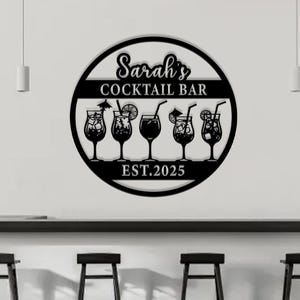 Benutzerdefinierte Cocktail Lounge Metall Schild, personalisierte alkoholische Bar Hinterhof Namensschild, Wohnkultur, Obst Getränke Bar Pub Dekoration, Geschenk für Papa