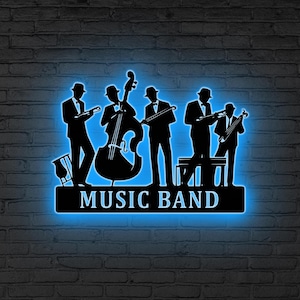 Custom Music Room Sign LED, Musical Instruments Wall Art, Personalized Music Band Name Sign,Music Studio Decor,Musician Gift Music Band Gift