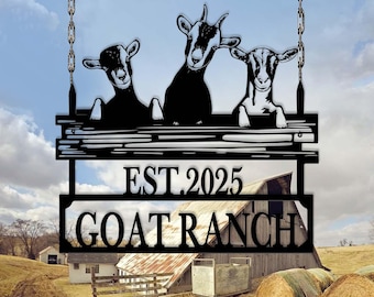 Signe personnalisé de ranch de chèvre, signe de ferme en métal avec la chèvre, signe de ranch, cadeau pour la ferme, métal de ranch de chèvre, décor de grange de chèvre, cadeau pour la maison, cadeau pour papa