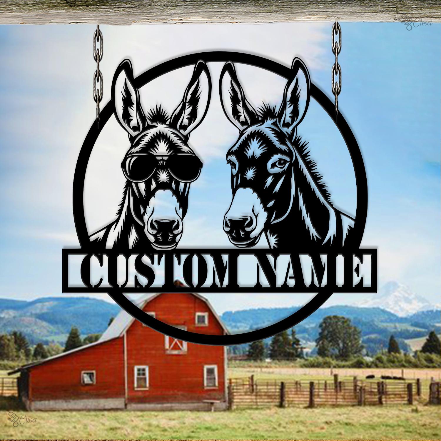 Personalized Donkey Ranch Sign, Custom Funny Farm Sign, Funny Animal ...
