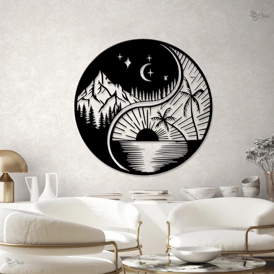 Sun and Moon Metal Wall Art, Mystic Home Decor,living Room Art ...