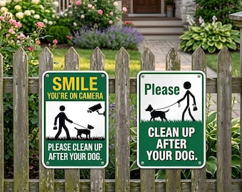 Outdoor Dog Rules Signs, Pet Waste Reminder Plaques, Backyard Fence Sign Bundle