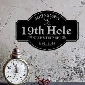 Custom 19th Hole Golf Bar Sign, Golf Bar Sign Name, Gift for dad, Bar Lounge Decor,Personalized Golf Bar Sign,Golf bar decor,Golf lover gift