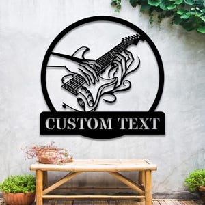 Custom Metal Electric Guitar Wall Art, Guitarist Name Sign, Music Room Decor,Music Studio Sign,Guitar Player, Birthday Gift,Rock Guitar Wall