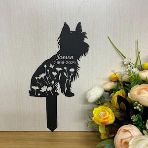 Personalized Yorkshire Terrier Memorial Stake, Custom Dog Memorial Metal Grave Marker, Pet Loss Remembrance Stake, Dog Loss Gift Yard Sign