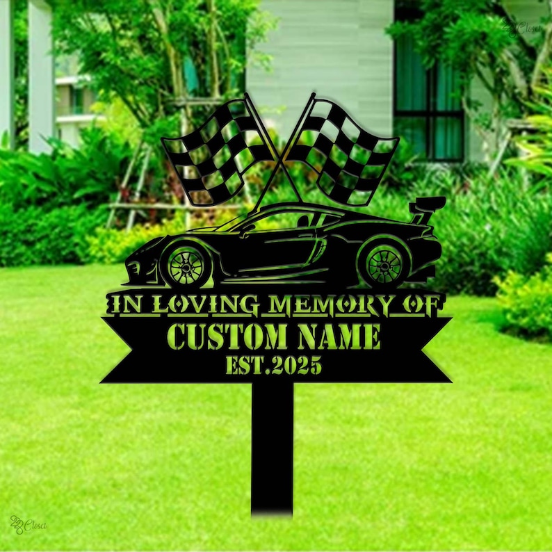 In Memory Racer Custom Car Memorial Metal Sign, Racing Tribute Yard Decor, Racing Car ...
