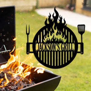 Personalized BBQ Grill Metal Sign, Custom Metal Barbecue Name, Custom BBQ for Patio or Deck, BBQ Grill Metal, Backyard Chef, Gift for chef