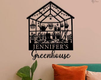 Plaque personnalisée de nom de serre pour jardin Plaque personnalisée de grand-mères de jardin en métal, art mural en métal, cadeau pour jardinier, décoration florale pour la maison de maman
