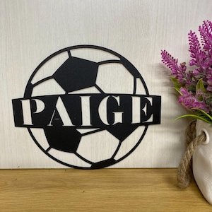 Personalized Soccer Ball Metal Wall Art, Soccer Ball Wall Decor, Custom Soccer Player Name Sign, Soccer Metal Sign, Xmas gift, Gift for him