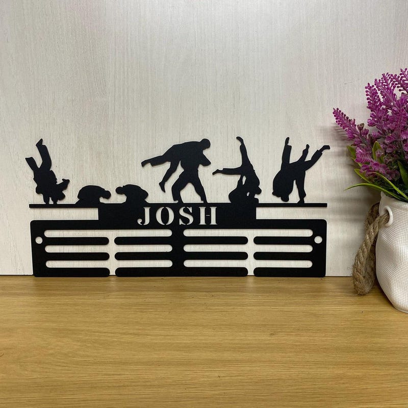 Porta Medaglie Personalizzato Taekwondo, Gancio Metallo Per Esporre Premi, Regalo Per Atleti E Appassionati Sport
