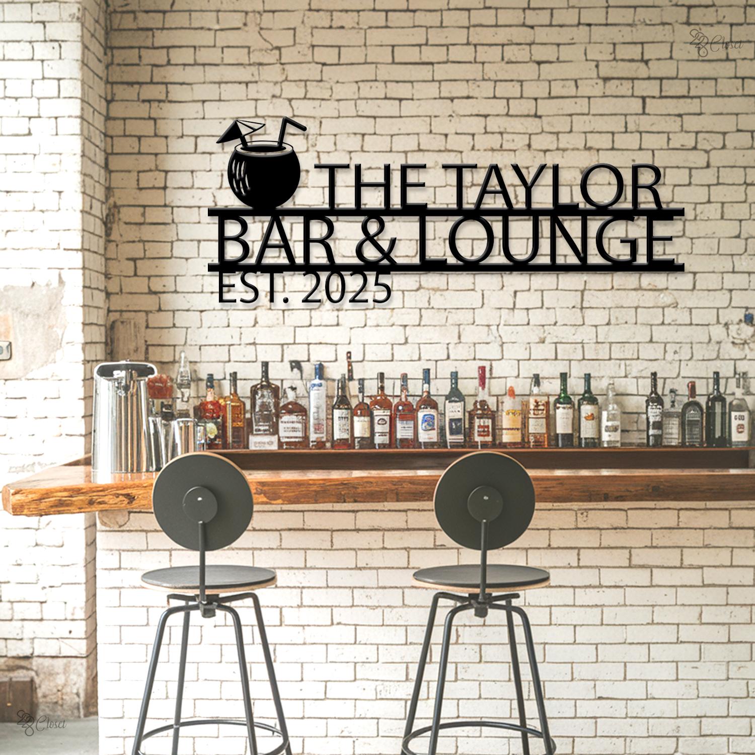 Custom Bar & Lounge Metal Sign, Personalized Bar Sign, Gift for Dad ...
