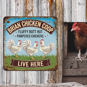 Custom Chicken Coop Sign, Fluffy Butt Hut Pampered Chicken, Chicken Coop Name Sign, Farmhouse chicken, Hen decor gift, Chicken lover gift