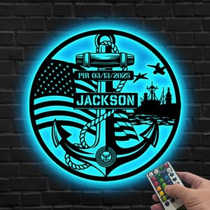 Benutzerdefinierte Navy Anker LED-Schild, personalisierte Militär Dekor, Geschenk für Papa, Anker LED-Licht für Navy Graduierung, Militäranker Schild, Papa Geschenk
