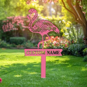 Custom Pink Flamingo Metal Sign, Custom Flamingo Metal Sign, Pool Sign, Beach House Gifts, Housewarming Gift, Flamingo Decor, Garden Decor