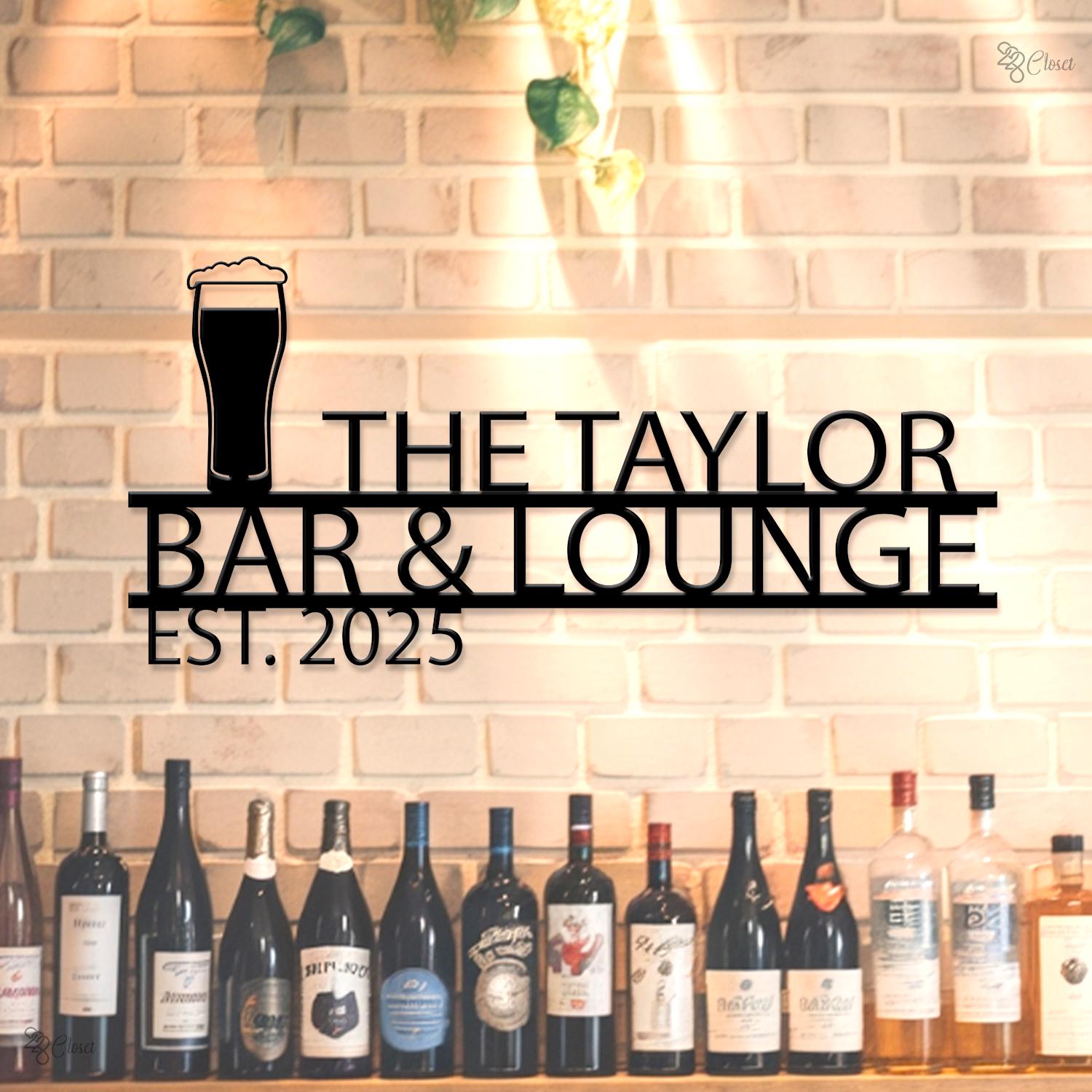 Custom Bar & Lounge Metal Sign, Personalized Bar Sign, Gift for Dad ...