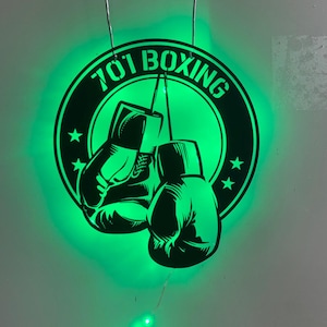 Custom Boxing Gloves Metal LED Lights, Personalized Boxer Name Sign, Kick Boxing Metal Sign, Home Fitness Sign, Gym Room Decor, Gift for dad