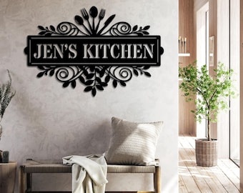 Custom Kitchen Metal Sign, Elegant Kitchen Decor, Farmhouse kitchen, Kitchen Gift, Custom family sign, Gift for mom, Home Sign, Kitchen Sign
