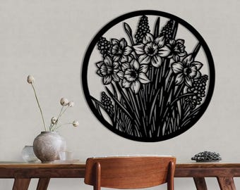 Letreros metálicos de narcisos de primavera, pared metálica de narcisos, regalos de jardín, decoración de jardín de narcisos, regalo del Día de la Madre, arte de jardín, letrero de jardín de flores