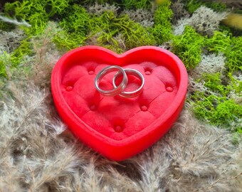 Heart Pillow Jewelry Tray STL 3MF, 3D Print File, Heart Trinket Dish, Ring Holder, Valentine Gift