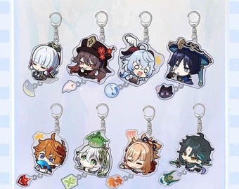 Genshin Impact Acrylic Keychains | Hutao, Zhongli, Furina, Xiao, Childe, Ganyu | Anime Bag Charms | Game Merch
