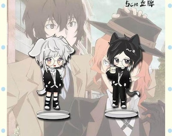 Bungo Stray Dogs Chibi Acrylic Stand -5cm- Atsushi Nakajima & Akutagawa Ryunosuke Cute Q-version Desk Decor, BSD Anime Figure
