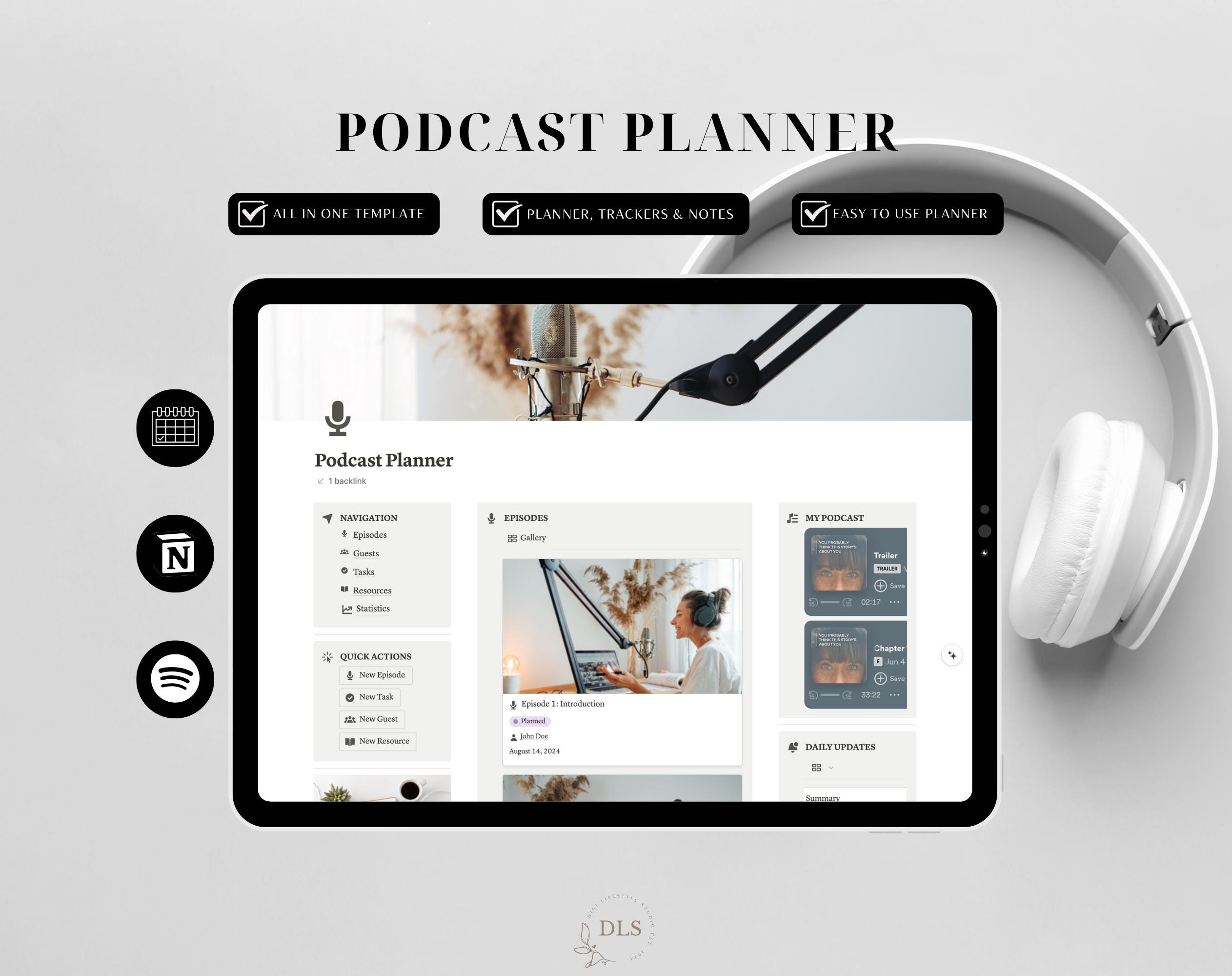 Notion Podcast Planner | Notion Template | Notion Planner | Podcast ...