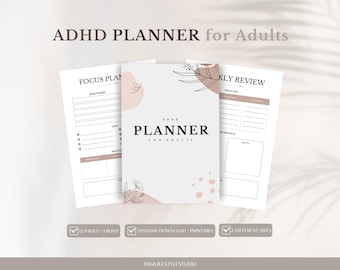 ADHD Planner | Planner for ADHD | ADHD Digital Planner | Printable Planner | Printable Template|Mental Health|Monthly Planner|Weekly Planner