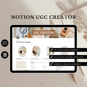 UGC Content Template|Social Media Content Planner|Notion Template|Notion Templates|Notion Planner|Social Media Planner|Content Calendar
