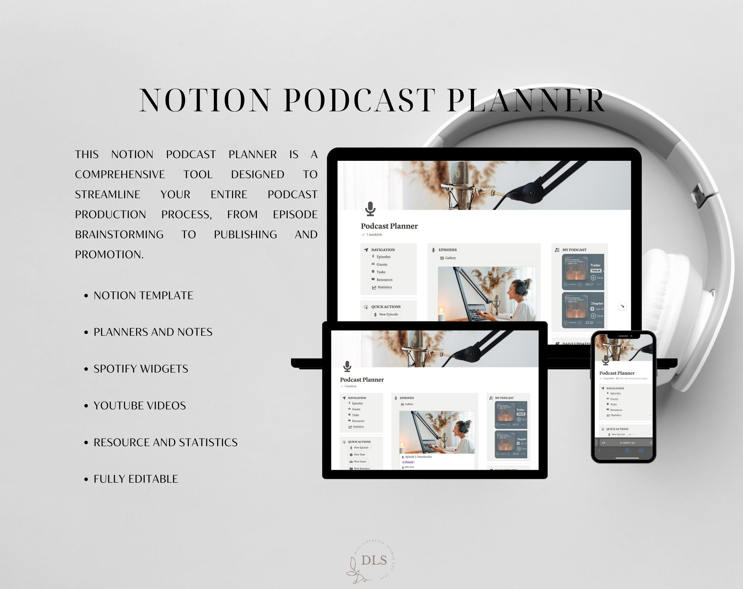 Notion Podcast Planner | Notion Template | Notion Planner | Podcast ...