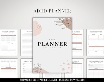 ADHD Planner | Planner for ADHD | ADHD Digital Planner | Printable Planner | Printable Template|Mental Health|Monthly Planner|Weekly Planner