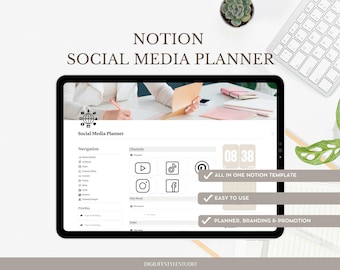 Social Media Planner | Notion Template | Content Calendar | Content Planner | Task Tracker | Marketing Calendar | Notion Content Planner |