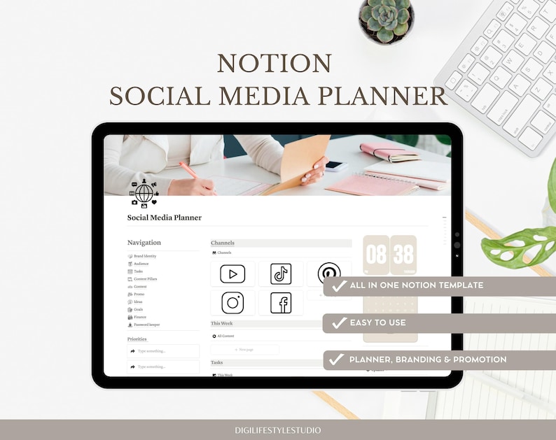 Social Media Planner | Notion Template | Content Calendar | Content ...