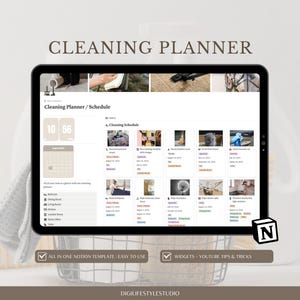 Putzplan | Putzplaner | Checkliste für die Reinigung | Notion Planer | Putzgeschäft | Notion Vorlage | Haushaltsplaner